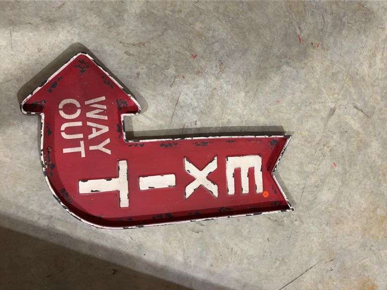 Exit Way Out Metal Arrow Sign