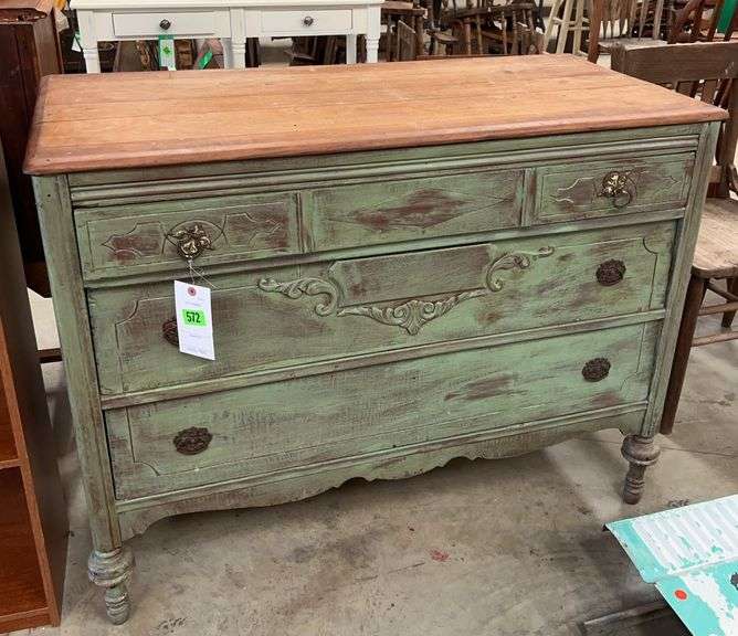 Green Painted Dresser with Wooden Top image