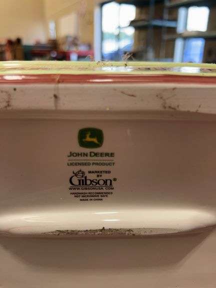 John Deere Farm Tractor Figural Trinket Box and Barn Planter