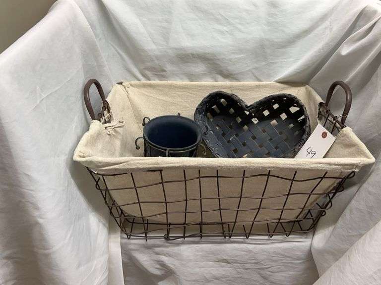 Wire Basket with Liner, Heart Basket, and Star Planter