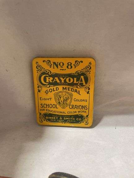 Vintage Toy Collection: Tin Race Car, Mickey Mouse Jack-in-the-Box, Crayola Tin
