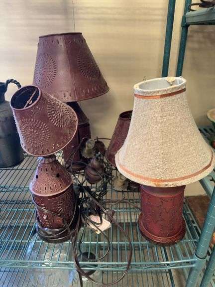 Group of Decorative Punched Metal Lamps image