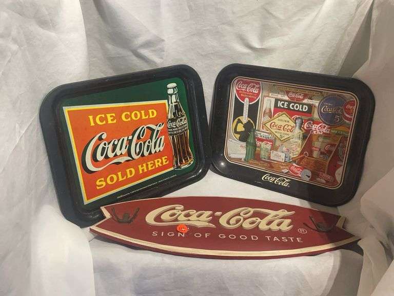 Coca-Cola Advertising Trays and Sign image