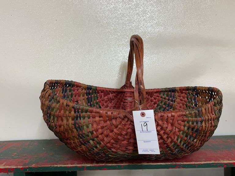 Woven Basket with Handle - Multicolor