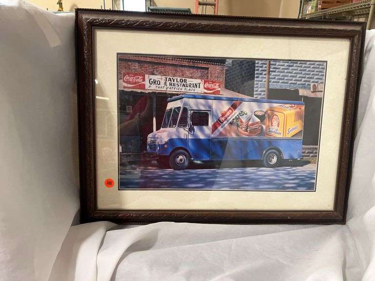 Framed Print of Flowers Bread Truck at Taylor Gro & Restaurant image