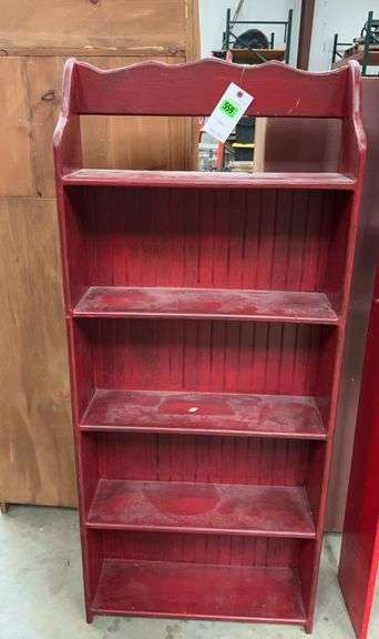 Red Painted Wooden Bookshelf image