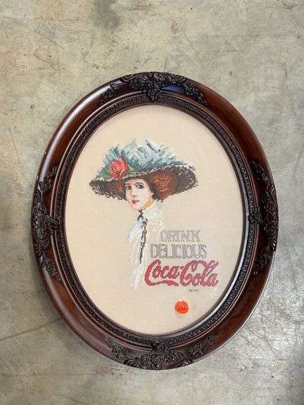 Framed Coca-Cola Cross-Stitch Art image