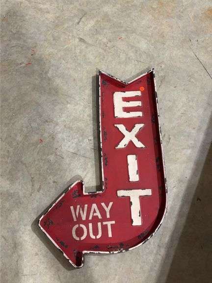 Distressed Metal 'Exit Way Out' Arrow Sign image
