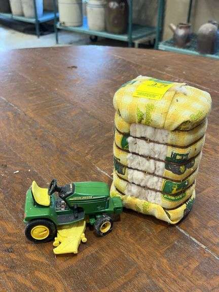 John Deere Toy Lawn Tractor and Cotton Bale Decoration