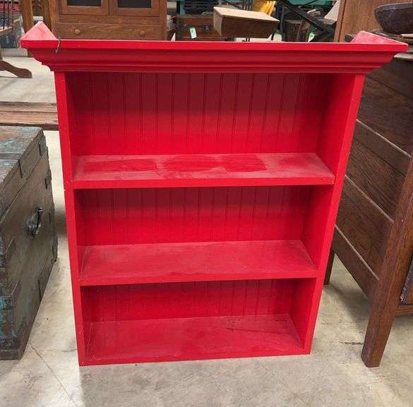Red Painted Wood Bookcase image