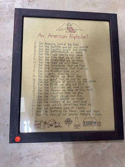 Framed "An American Alphabet" Cross-Stitch image