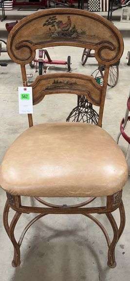 Metal chair with Rooster Painted Back image