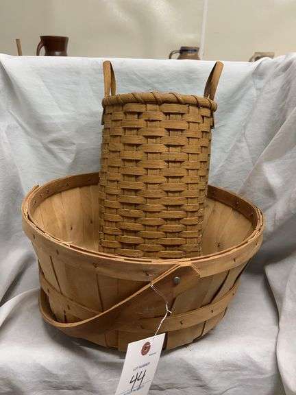 Set of Two Woven Wood Baskets