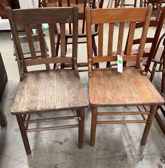 Pair of Wooden Straight Back Chairs image