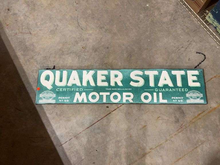 Quaker State Motor Oil Sign, Wood