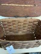 Two Peterborough Basket Co. Woven Baskets with Lids