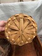 Hand Woven Wood Basket and Two Smaller Baskets