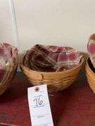 Set of Three Woven Baskets with Plaid Liners