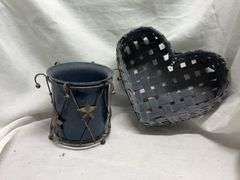 Wire Basket with Liner, Heart Basket, and Star Planter