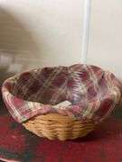 Set of Three Woven Baskets with Plaid Liners