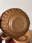 Set of Three Woven Baskets with Plaid Liners
