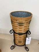Woven Basket on Metal Stand