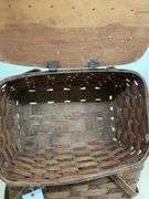 Two Peterborough Basket Co. Woven Baskets with Lids