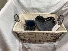 Wire Basket with Liner, Heart Basket, and Star Planter