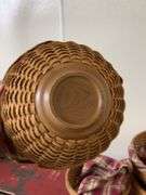 Set of Three Woven Baskets with Plaid Liners