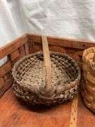 Hand Woven Wood Basket and Two Smaller Baskets