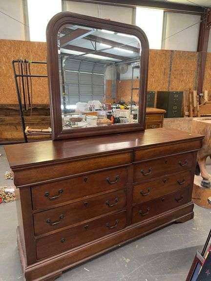 Dark Wood Dresser with Mirror image