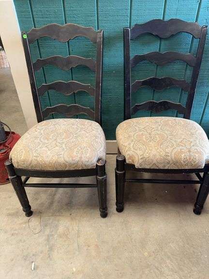 Pair of Ethan Allen Black Painted Wooden Chairs image