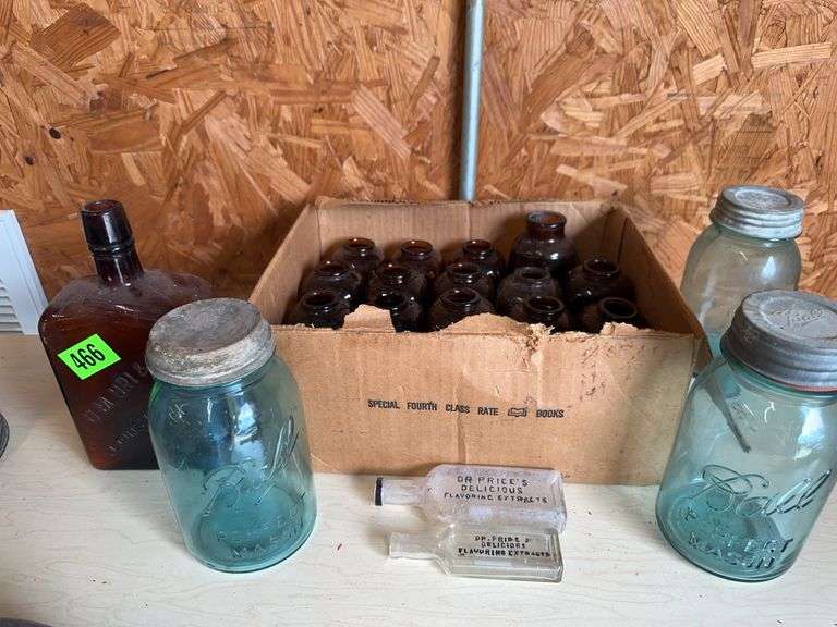 Mixed Lot: Dr. Price's Bottles, Amber Bottles, and Ball Mason Jars image