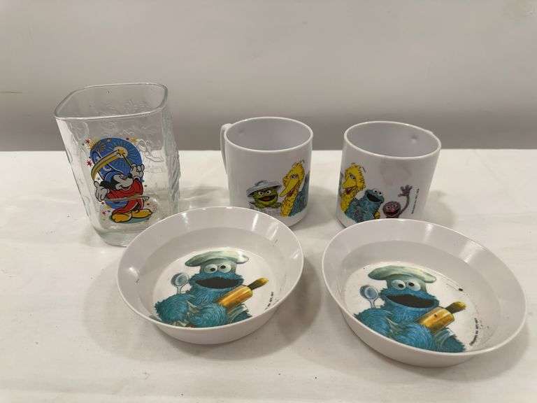Sesame Street & Mickey Mouse Kids Dining Set - Cups, Bowls, and Glass image