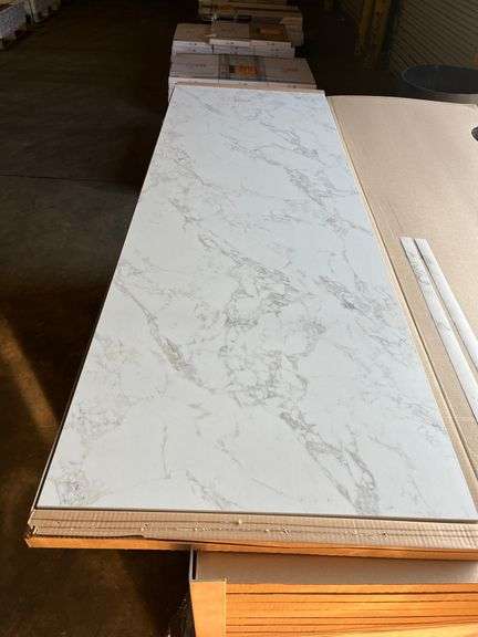 2 Pieces of Marble Blanc White Marble Laminate, 25" x 73" x 1 1/8" image