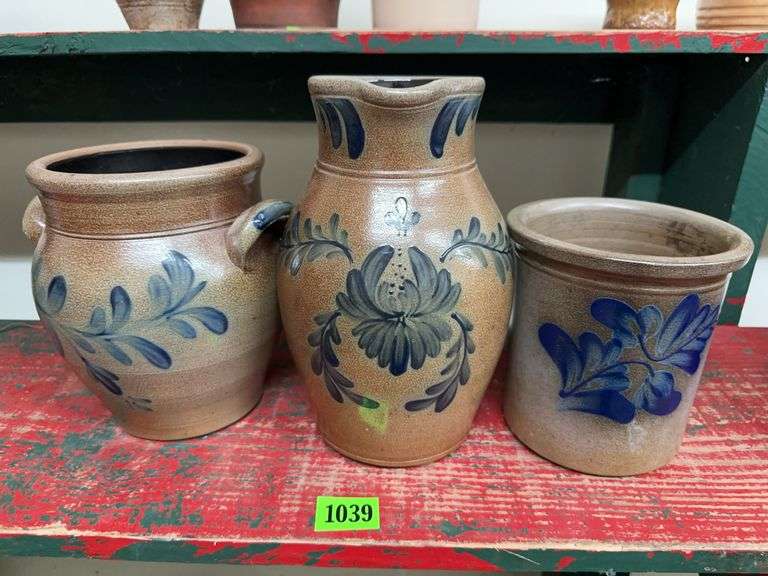 Three Salt Glazed Stoneware Vessels image