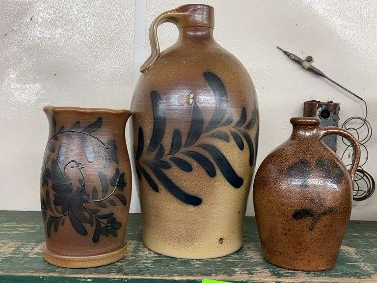 Collection of Stoneware Jugs and Pottery Vase image