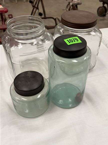 Lot of Assorted Clear Glass Jars with Lids image