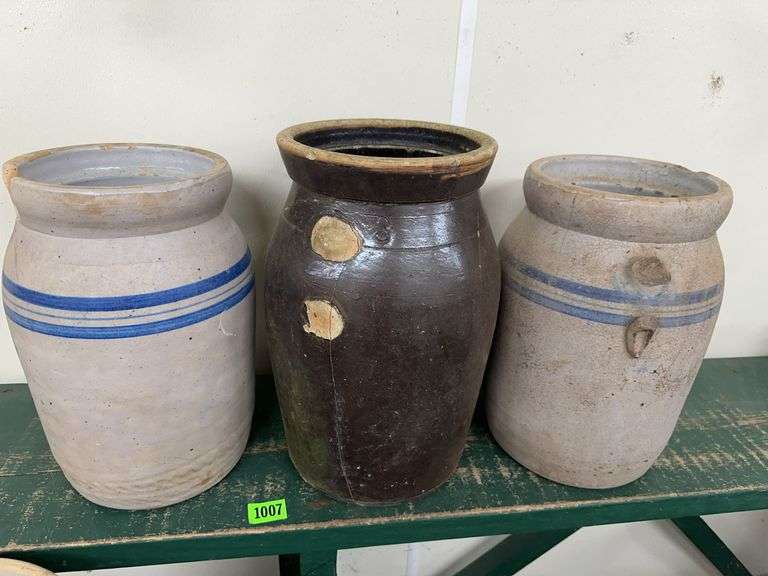 Set of Three Stoneware Jars image