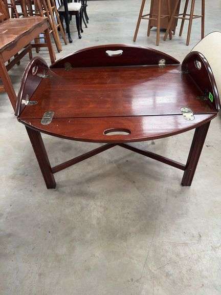 Round Folding Butler Table with Handles image