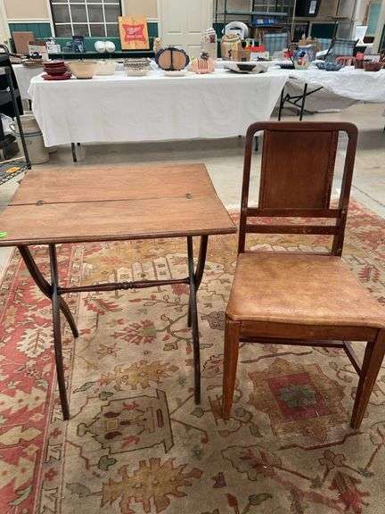 Wood Folding Table and Chair image