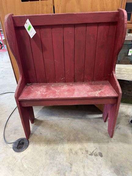 Red Painted Wood Bench image