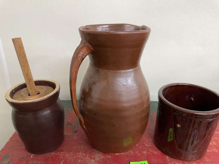 Three Piece Brown Stoneware Set image