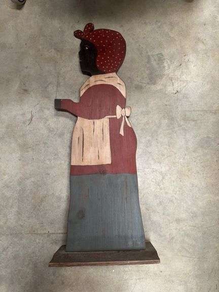 Folk Art Hand Painted Wood Butler/Maid Figure image