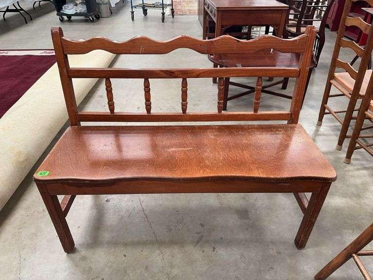 Wood Settee Bench with Spindle Back image