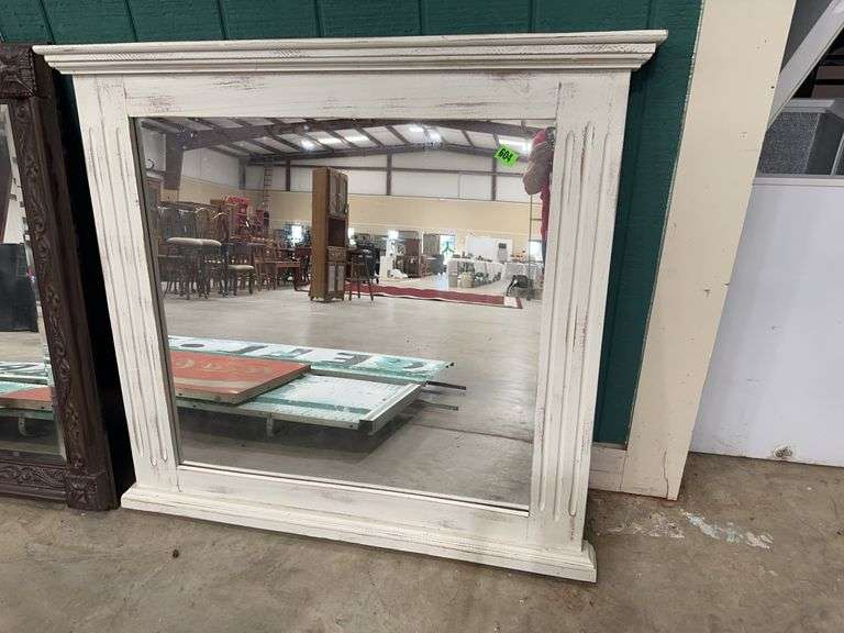 White Framed Wall Mirror image