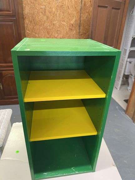 Green and Yellow Painted Storage Shelf image