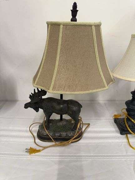 Moose Figurine Lamp with Fabric Shade image