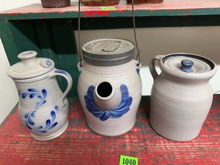 Three Rowe Stoneware Pottery Jars image
