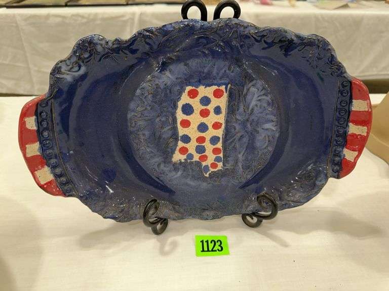 Handmade Pottery Platter with MS Design image